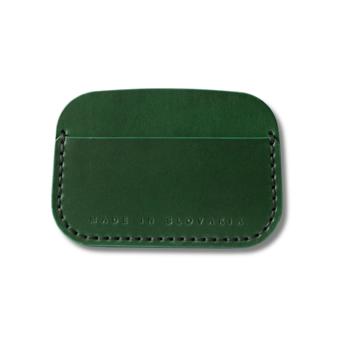 Ručne šitá kožená peňaženka Cardholder Green 003