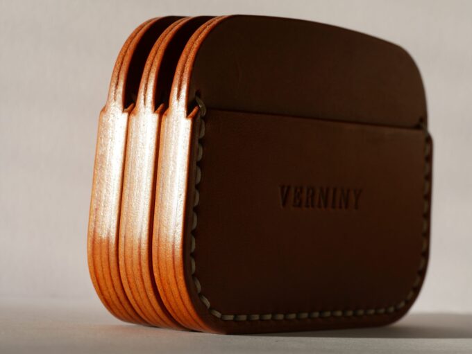 Elegantná kožená mini peňaženka Cardholder Cognac 003