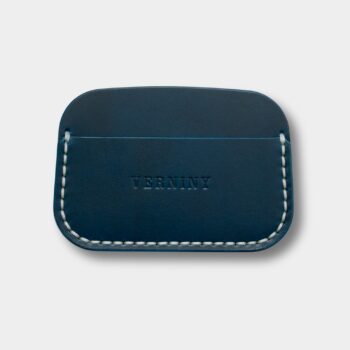 puzdro na karty z kože Blue 002 modré šitie Verniny