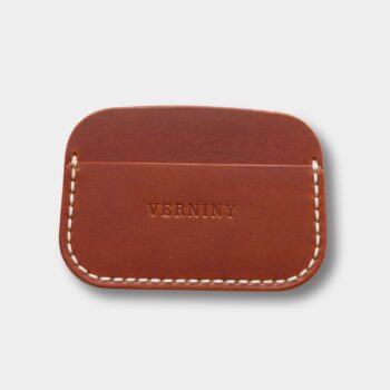 Elegantný cardholder Brown 002 – predná strana, koža Buttero, biele šitie