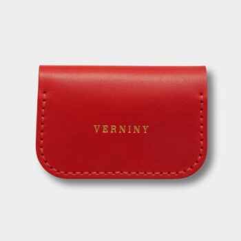 Dámske puzdro na karty Red 003 – červené šitie, pohľad spredu