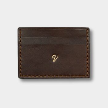 Predná strana slim cardholder 001_F Brown so zlatým logom