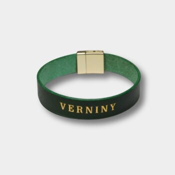 Pánsky kožený náramok Green Gold Logo – talianska koža Buttero – Verniny